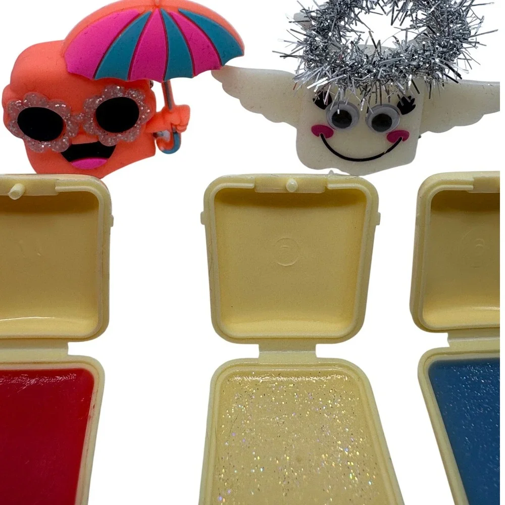 Claire's Pucker Pops Lip Gloss Keychain Set Angel Summer Umbrella Blue Glitter‎